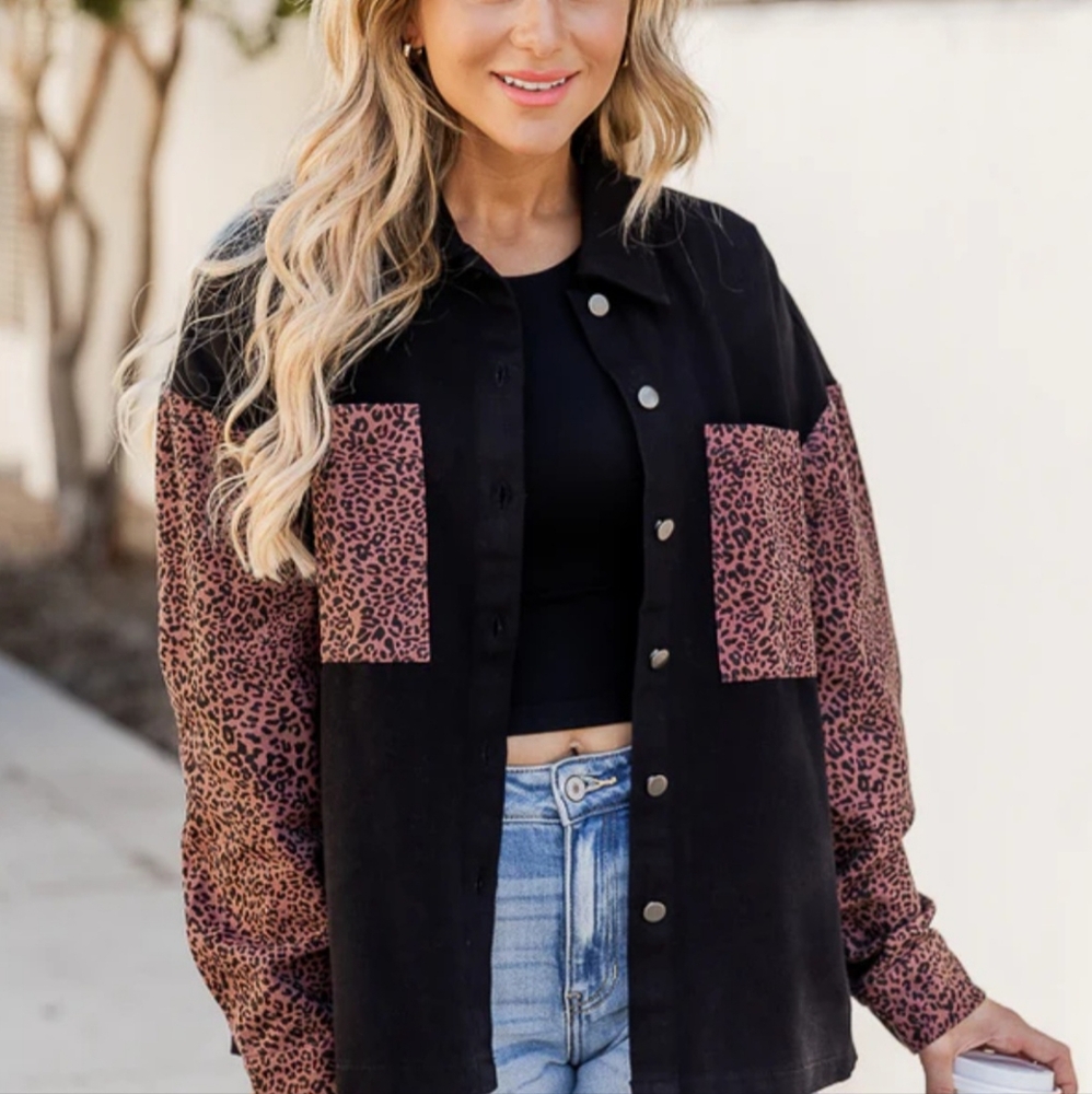 Pink Lily Shacket Leopard S